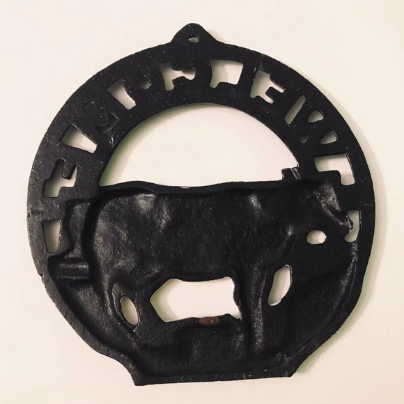 Vtg Cast  Iron Cow Welcome Door Hanger Sign Farmhouse Decor - Picture 6 of 15